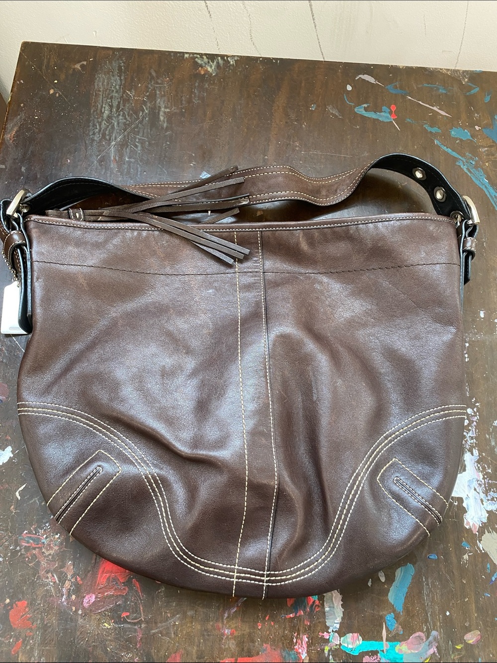 Coach Y2K Soho Hobo Slouchy Shoulder Bag w/ Belt Strap, Chocolate Brown Leather - Picture 4 of 5